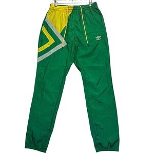 Y2K Umbro Premier Track Pants Jogger Retro Green Streetwear Windbreaker Soccer M
